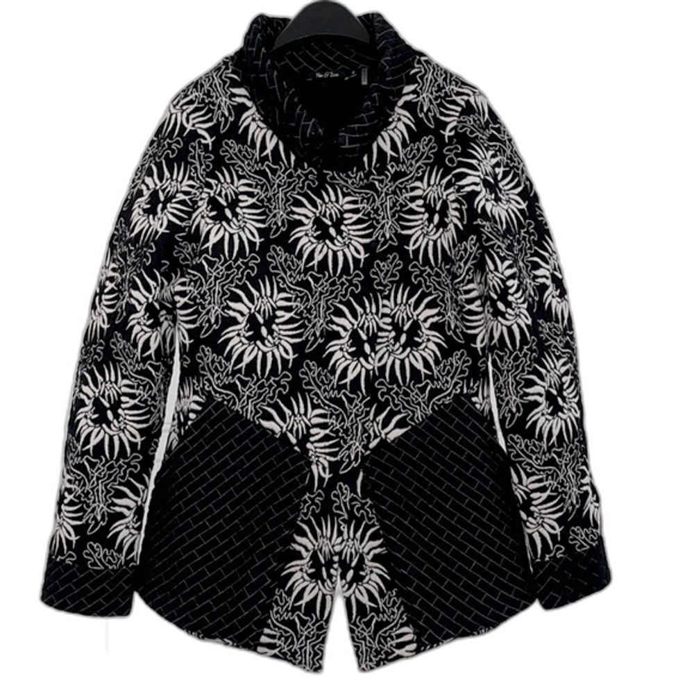 Nic+Zoe Women’s Cotton Quilted Jacket Coat size M Floral Black & White